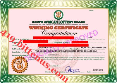 Winning certificate
